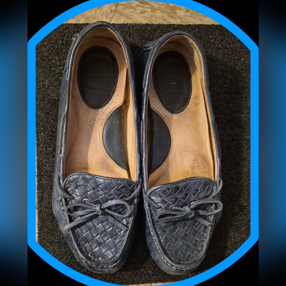 Frye  Reagan Blue Woven Leather Slip-on Moccasin/Loafer
